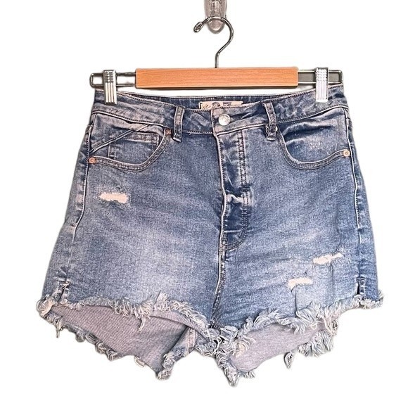 Free People Pants - Free People Curvy Cutoff Button Fly High Waist Distressed Jean Shorts Women’s 27